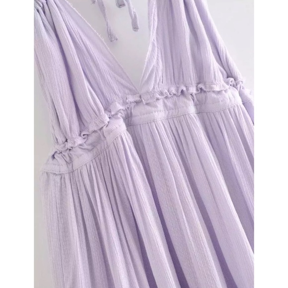 SOLD OUT Lavender Swiss Dot Halter Dress - Picture 4 of 16